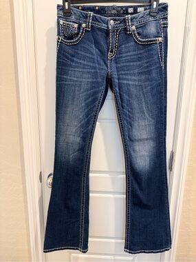 Miss Me Blue Bootcut Jeans with Contrast Stitching